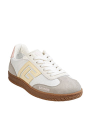 BALMAIN SWAN SNEAKERS IN SUEDE AND CANVAS, IVORY AND WHITE