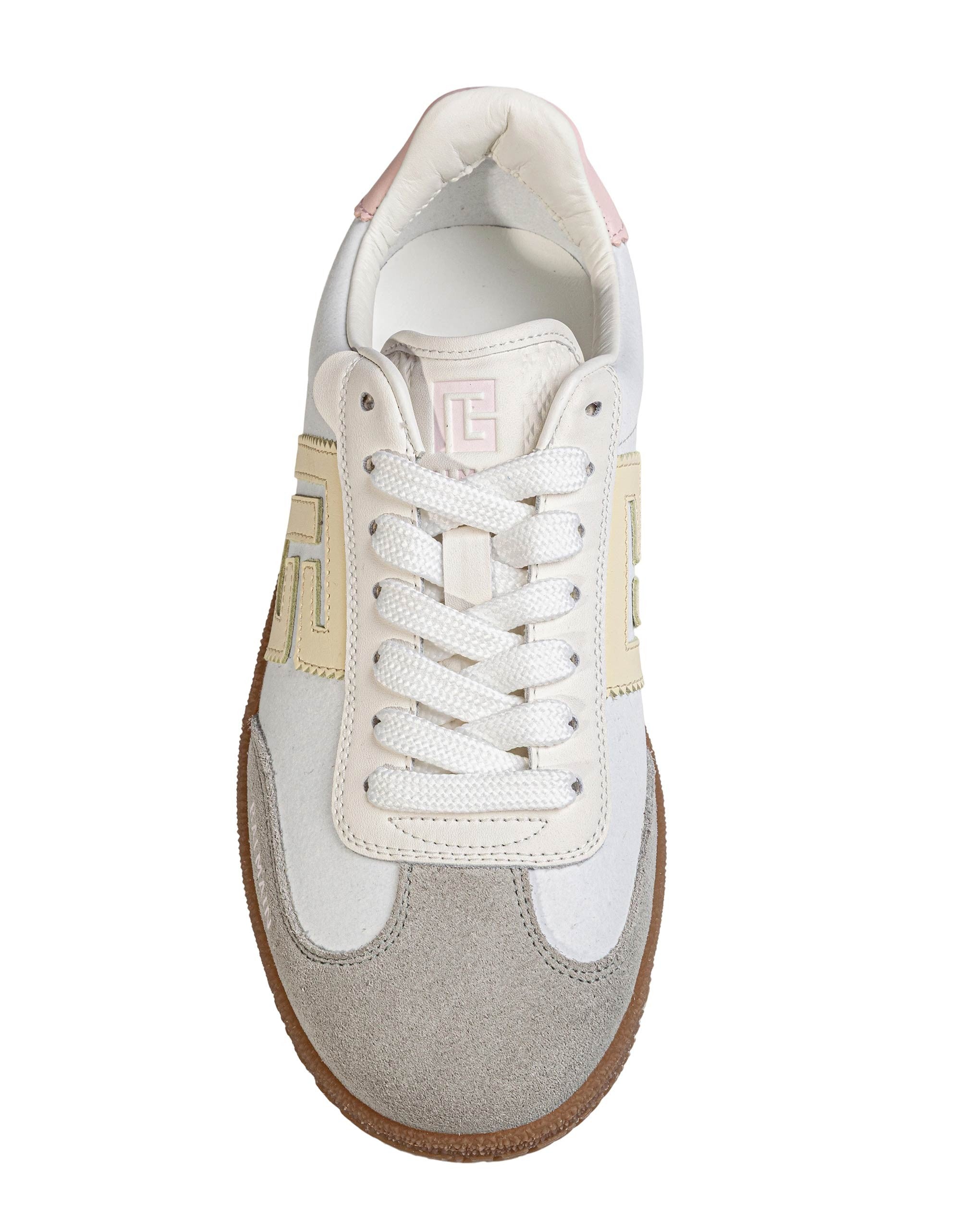 BALMAIN SWAN SNEAKERS IN SUEDE AND CANVAS, IVORY AND WHITE