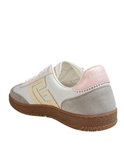 BALMAIN SWAN SNEAKERS IN SUEDE AND CANVAS, IVORY AND WHITE