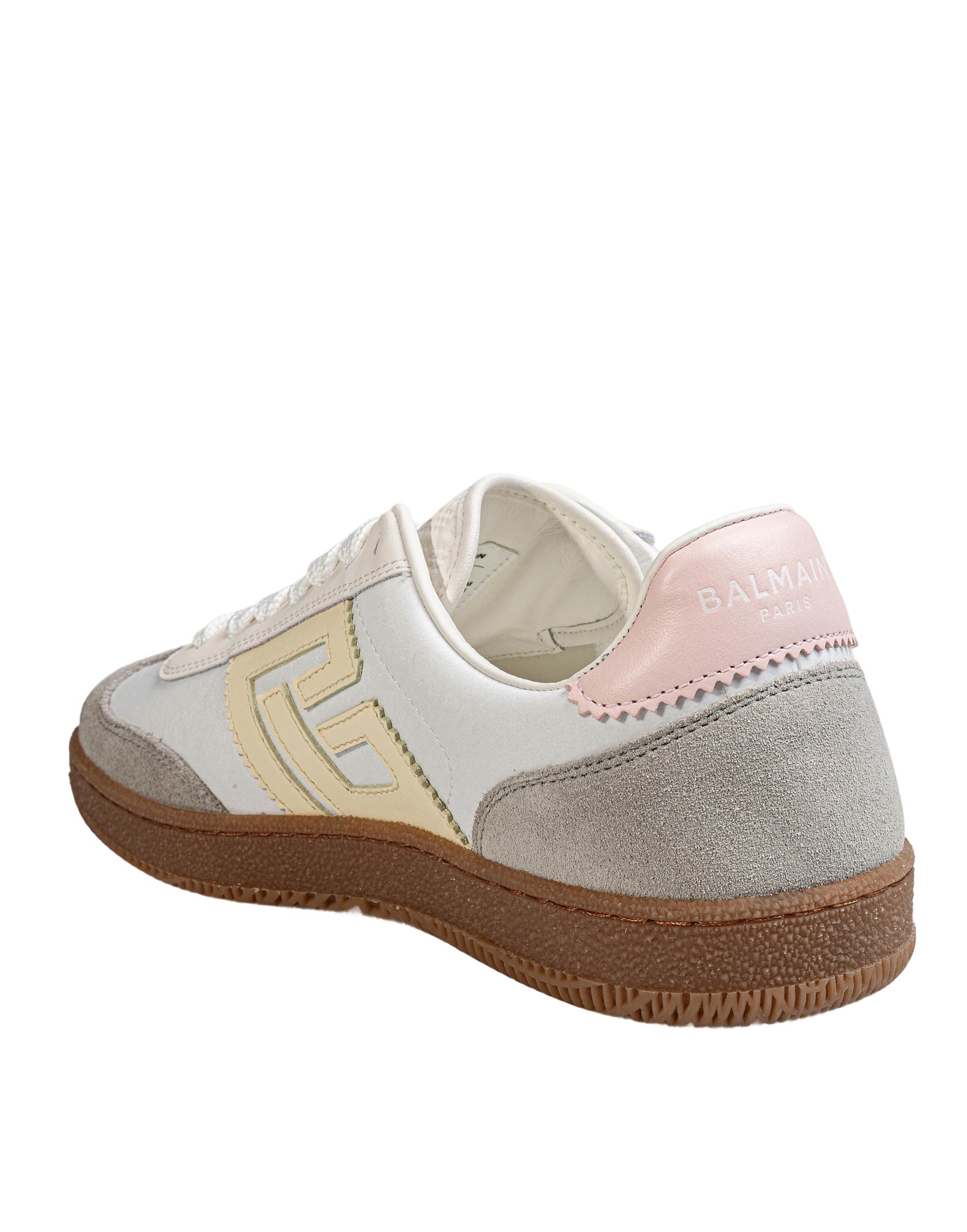 BALMAIN SWAN SNEAKERS IN SUEDE AND CANVAS, IVORY AND WHITE
