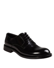 DOLCE & GABBANA BRUSHED CALFSKIN DERBY SHOES, BLACK