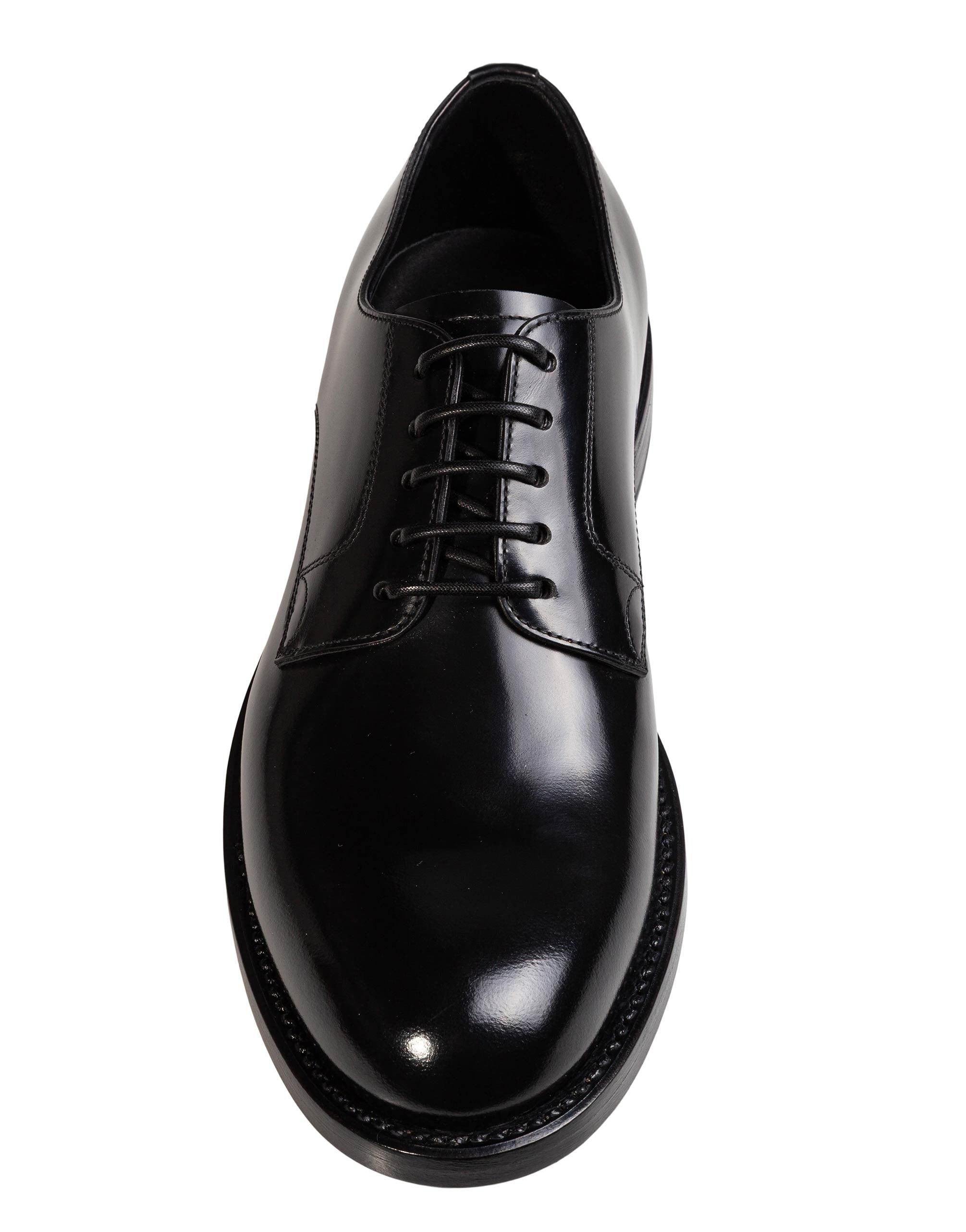 DOLCE & GABBANA BRUSHED CALFSKIN DERBY SHOES, BLACK
