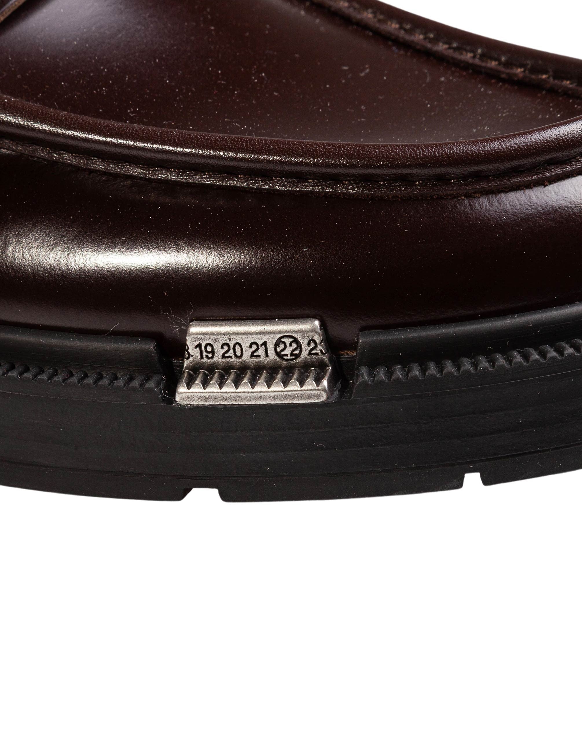 MAISON MARGIELA BRUSHED LEATHER LOAFERS, WINE COLOR