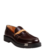 MAISON MARGIELA BRUSHED LEATHER LOAFERS, WINE COLOR
