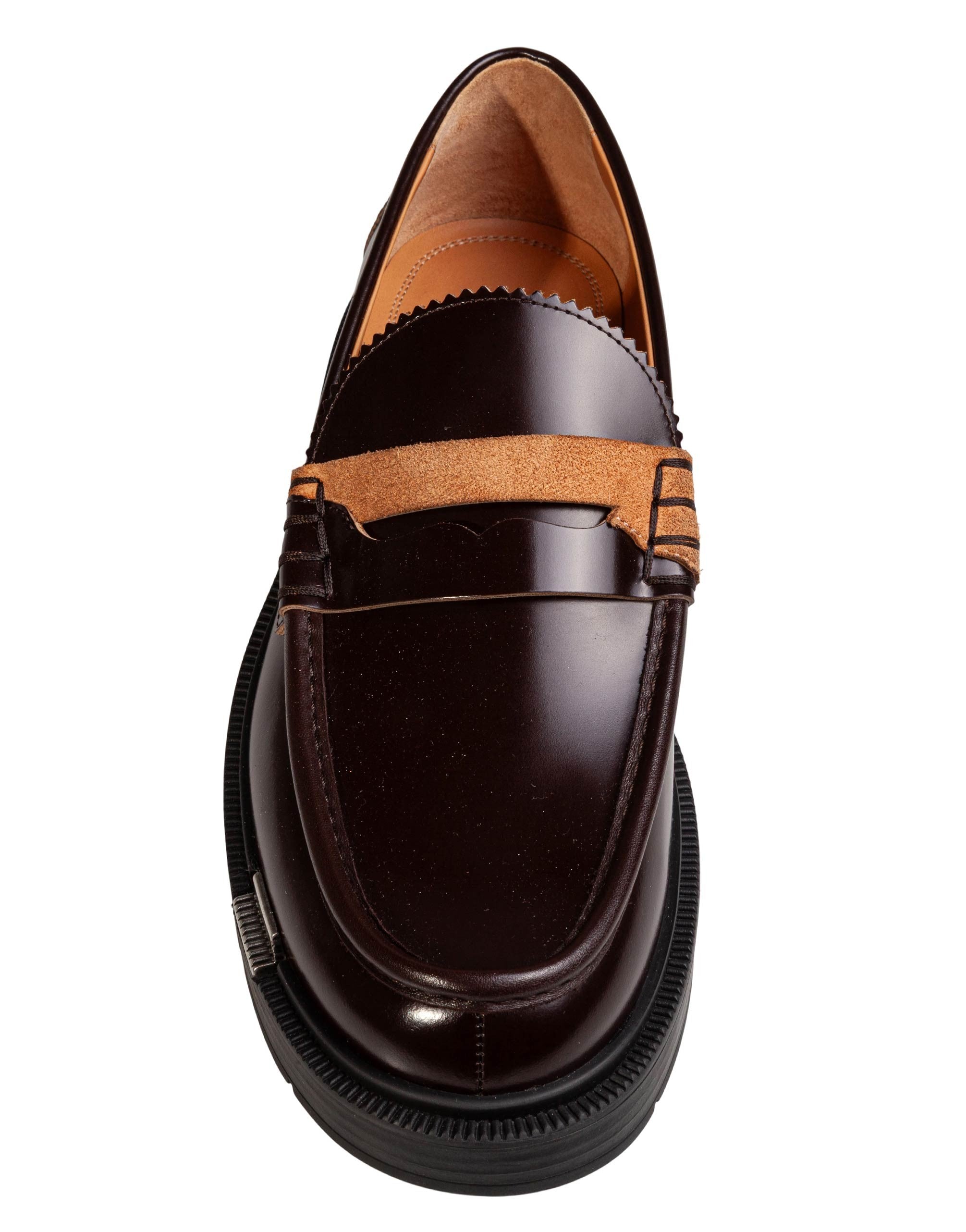 MAISON MARGIELA BRUSHED LEATHER LOAFERS, WINE COLOR