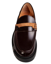MAISON MARGIELA BRUSHED LEATHER LOAFERS, WINE COLOR