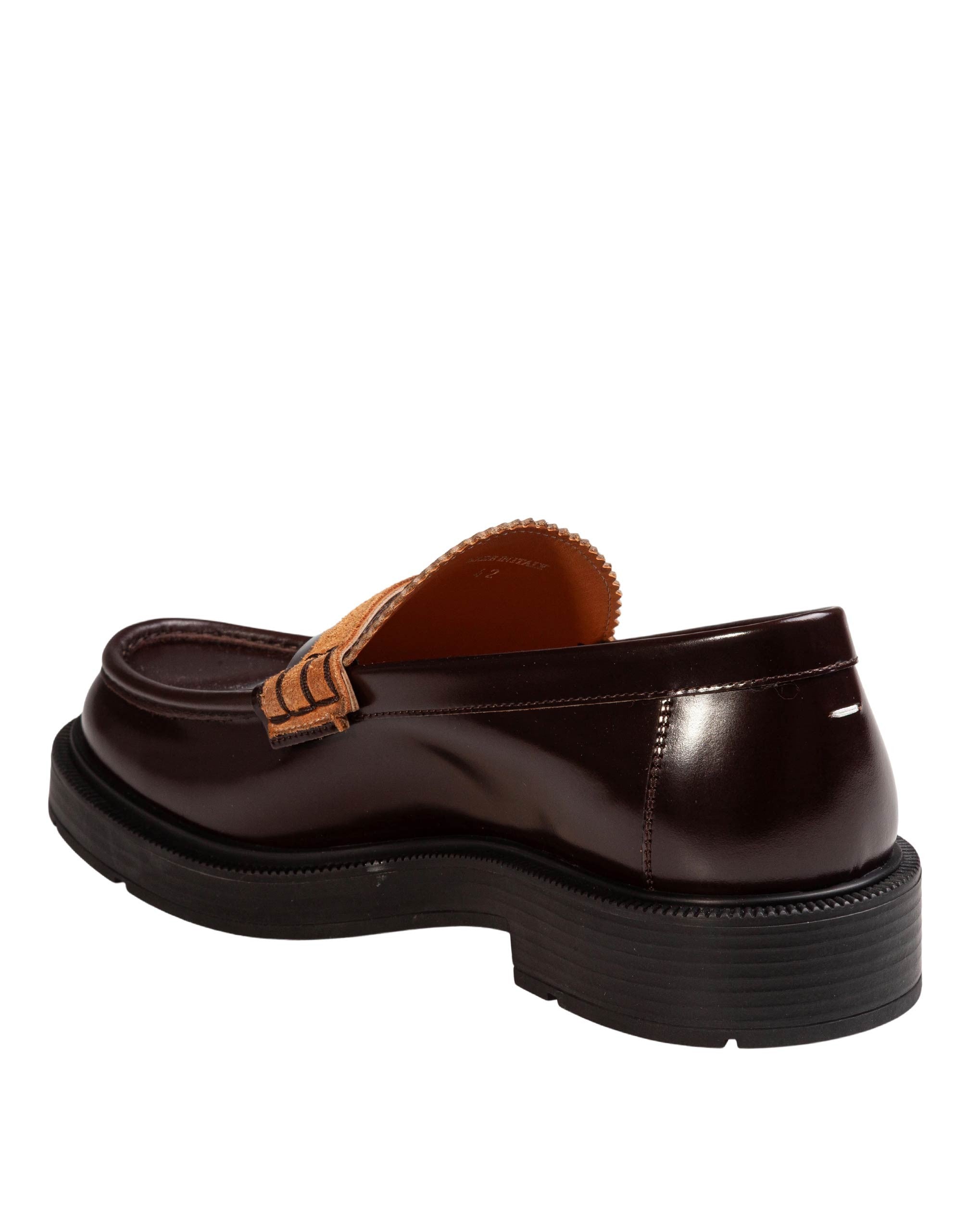MAISON MARGIELA BRUSHED LEATHER LOAFERS, WINE COLOR