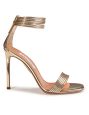 AQUAZZURA SANDALO SWAY 105 IN PELLE SPECCHIATA COLORE ORO