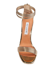 AQUAZZURA SANDALO SWAY 105 IN PELLE SPECCHIATA COLORE ORO