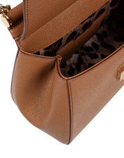 DOLCE & GABBANA SMALL SICILY LEATHER BAG, CARAMEL COLOR