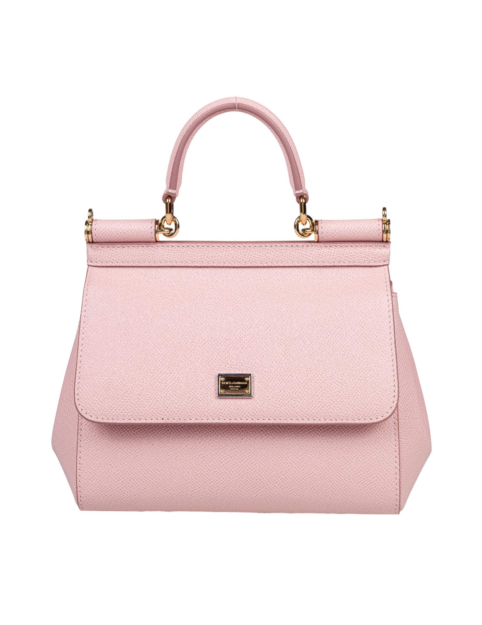 DOLCE & GABBANA BORSA SICILY PICCOLA IN PELLE COLORE ROSA CARNE
