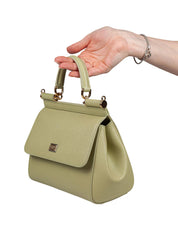 DOLCE & GABBANA SMALL SICILY BAG IN SAGE GREEN LEATHER