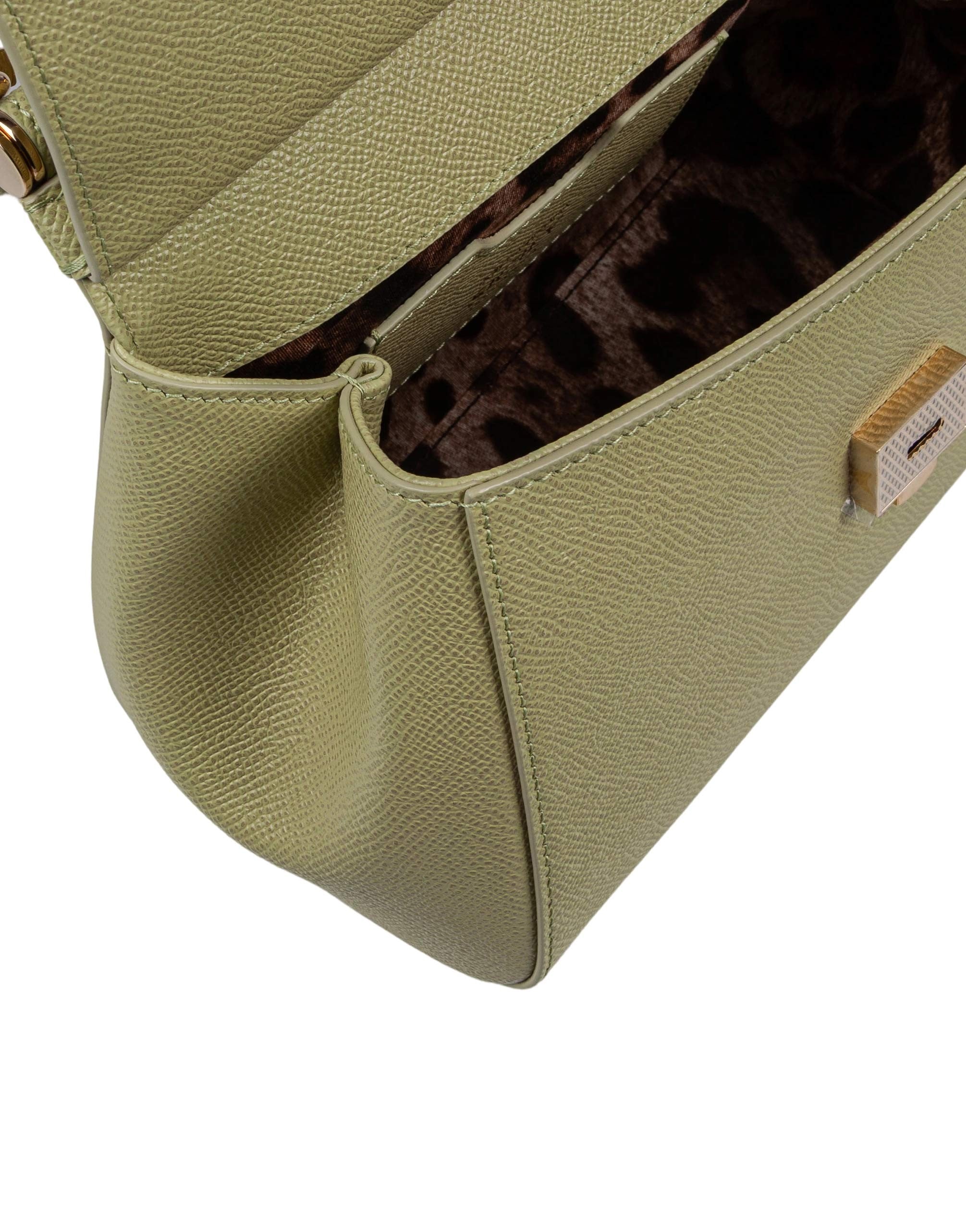 DOLCE & GABBANA SMALL SICILY BAG IN SAGE GREEN LEATHER