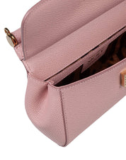 DOLCE & GABBANA MINI SICILY BAG IN DAUPHINE LEATHER, NUDE PINK