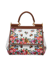 DOLCE & GABBANA BORSA SICILY PICCOLA IN PELLE E TESSUTO RICAMATO