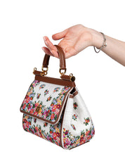 DOLCE & GABBANA BORSA SICILY PICCOLA IN PELLE E TESSUTO RICAMATO