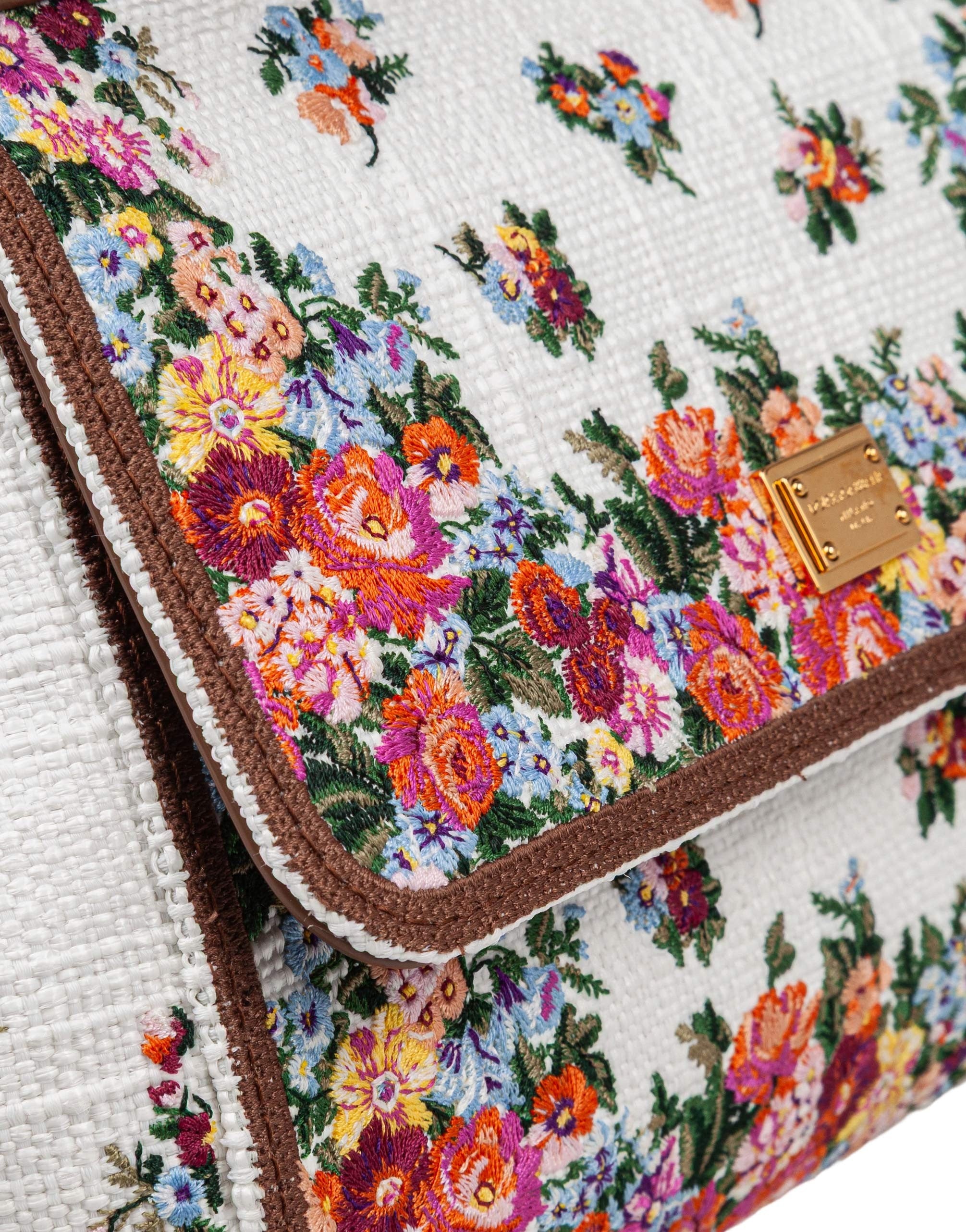 DOLCE & GABBANA BORSA SICILY PICCOLA IN PELLE E TESSUTO RICAMATO