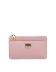 DOLCE & GABBANA DAUPHINE LEATHER CARD HOLDER, NUDE PINK