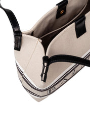 BALMAIN RELEASE CANVAS AND LEATHER SHOPPER BAG WITH LOGO