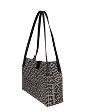 BALMAIN RELEASE CANVAS AND LEATHER SHOPPER BAG, IVORY AND BLACK