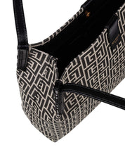 BALMAIN RELEASE CANVAS AND LEATHER SHOPPER BAG, IVORY AND BLACK
