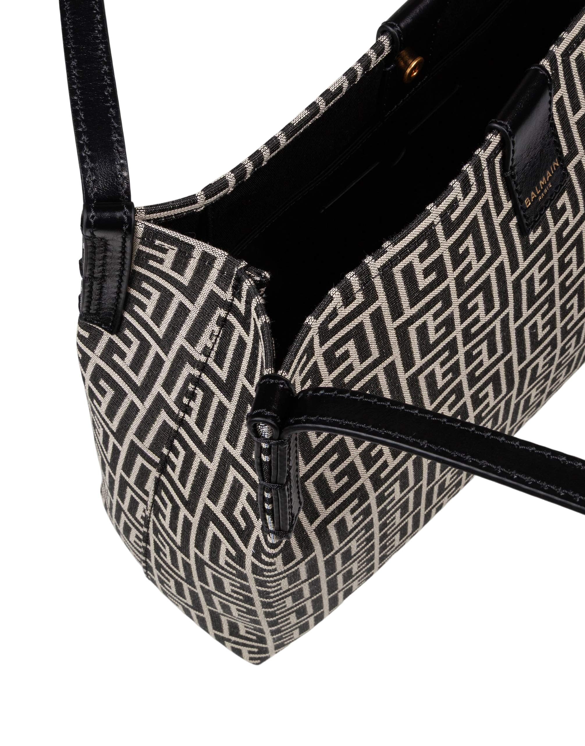 BALMAIN RELEASE CANVAS AND LEATHER SHOPPER BAG, IVORY AND BLACK