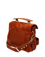 BALMAIN B BUZZ 23 SUEDE HANDBAG, CARAMEL COLOR