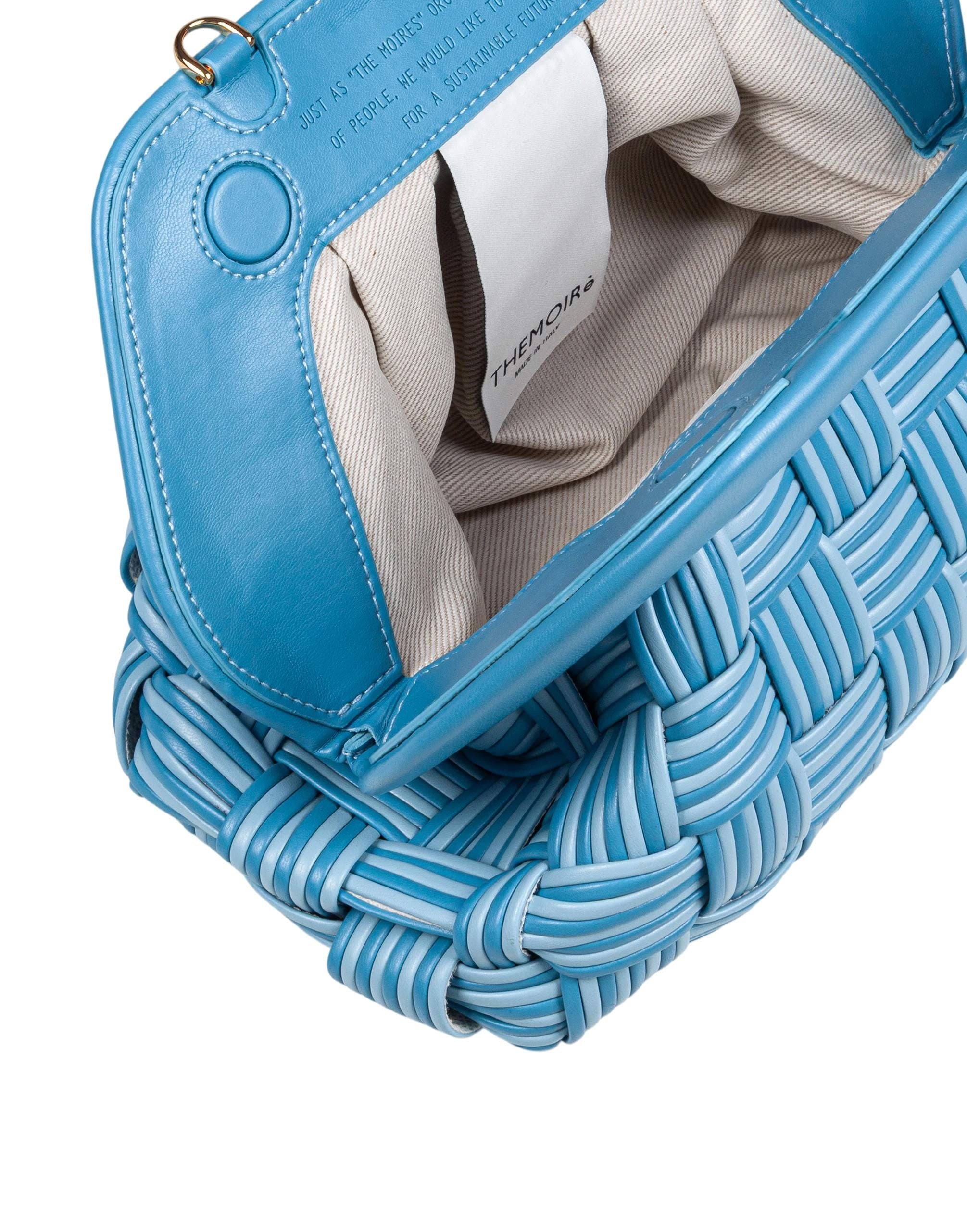 THEMOIRè BIOS WOVEN FAUX LEATHER HANDBAG, NIAGARA COLOR