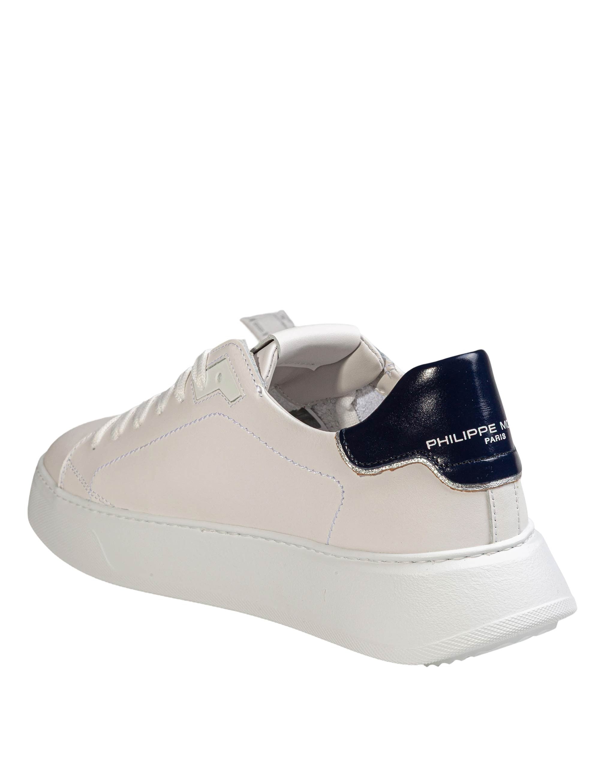 PHILIPPE MODEL SNEAKERS BTLU TEMPLE LOW IN PELLE BIANCA