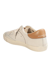 PHILIPPE MODEL PRSX LEATHER SNEAKERS IN MILK AND BEIGE