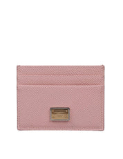 DOLCE & GABBANA PORTACARTE DI CREDITO IN PELLE CON LOGO COLORE ROSA CARNE