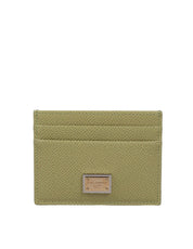 DOLCE & GABBANA PORTACARTE DI CREDITO IN PELLE CON LOGO COLORE VERDE SALVIA