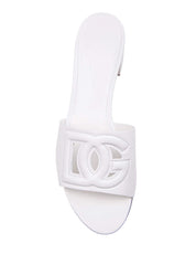DOLCE & GABBANA WHITE LEATHER MULE WITH DG LOGO