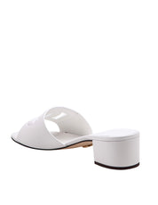 DOLCE & GABBANA WHITE LEATHER MULE WITH DG LOGO