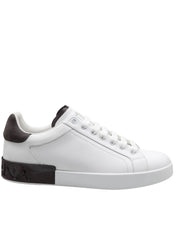 DOLCE & GABBANA PORTOFINO SNEAKERS IN BLACK AND WHITE LEATHER