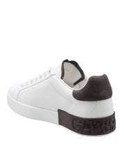 DOLCE & GABBANA PORTOFINO SNEAKERS IN BLACK AND WHITE LEATHER