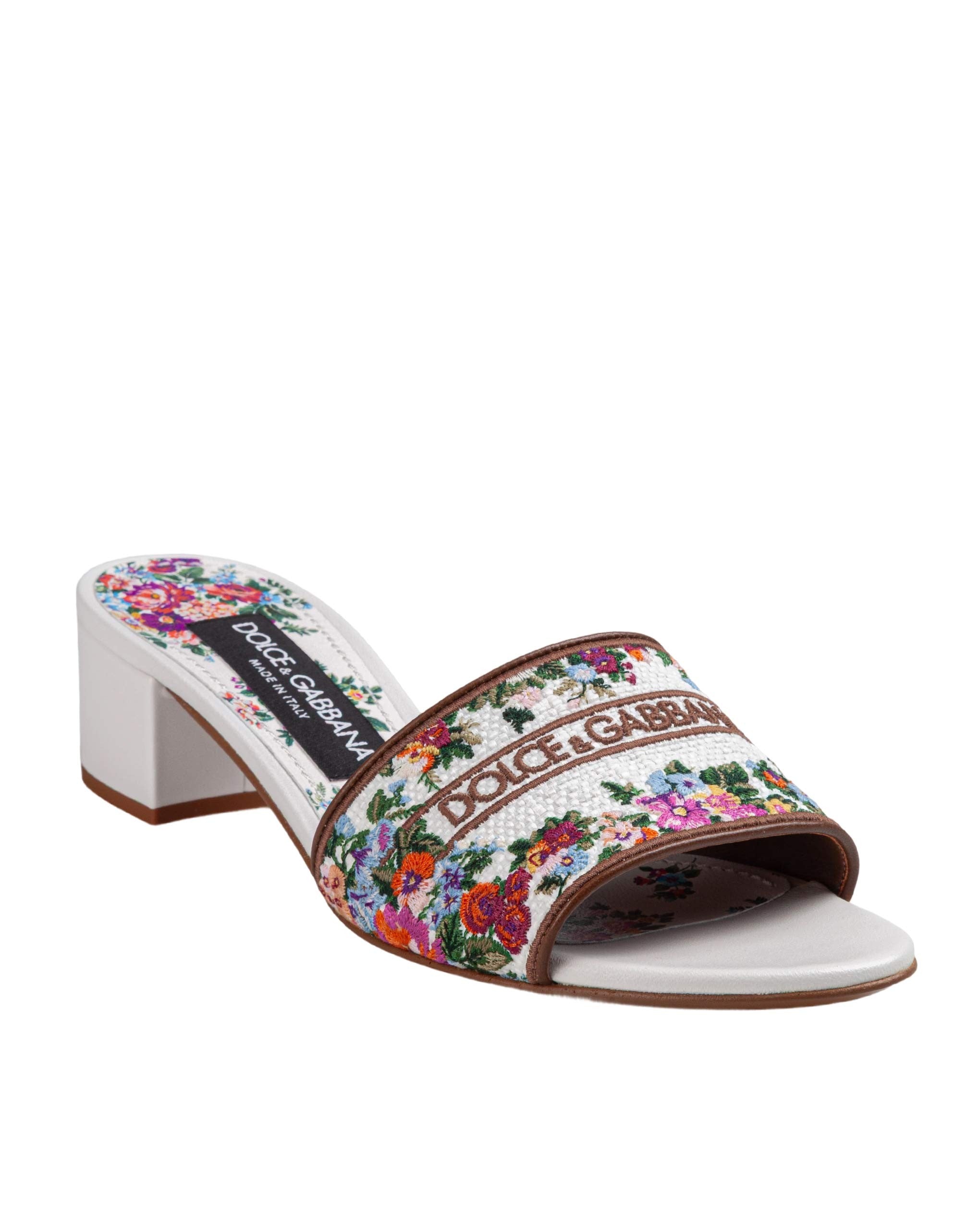 DOLCE & GABBANA HEELED SLIPPER WITH THREAD EMBROIDERY