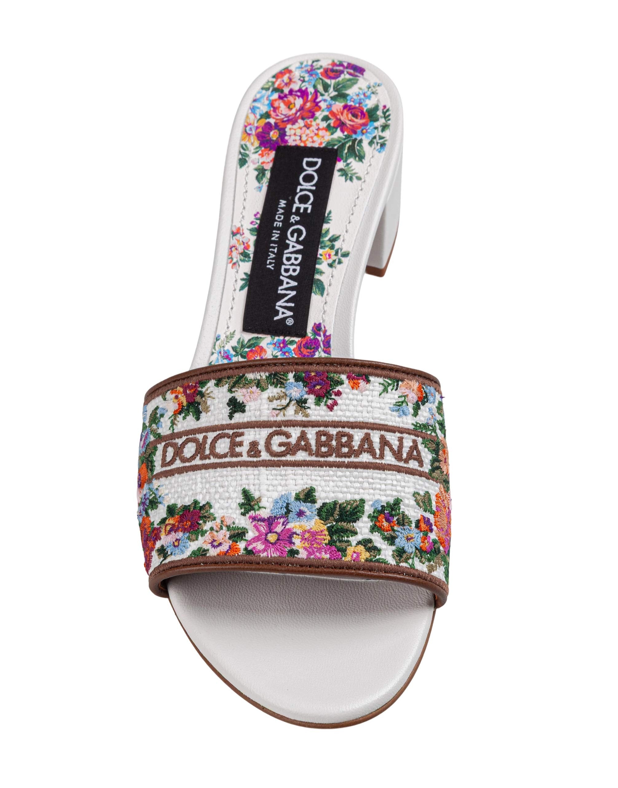 DOLCE & GABBANA HEELED SLIPPER WITH THREAD EMBROIDERY