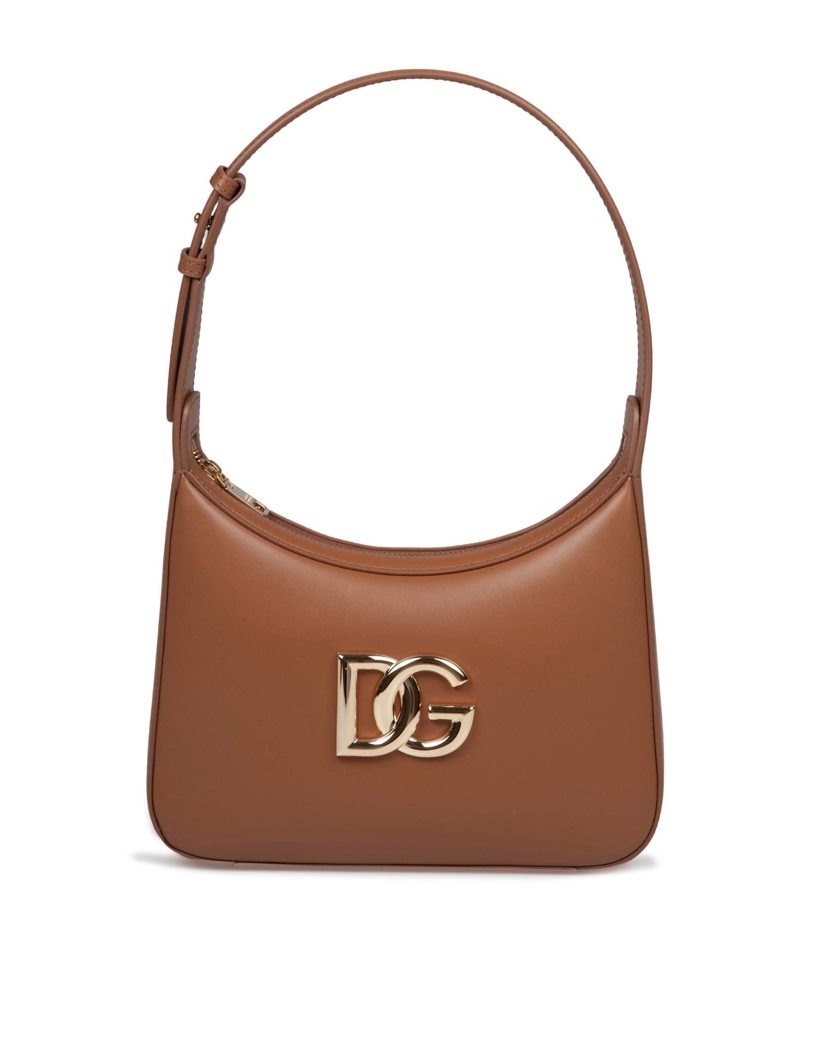 DOLCE & GABBANA BORSA A SPALLA 3.5 IN PELLE CON LOGO DG COLORE CARAMELLO