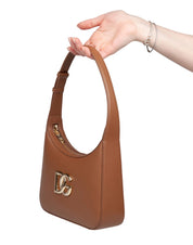DOLCE & GABBANA BORSA A SPALLA 3.5 IN PELLE CON LOGO DG COLORE CARAMELLO