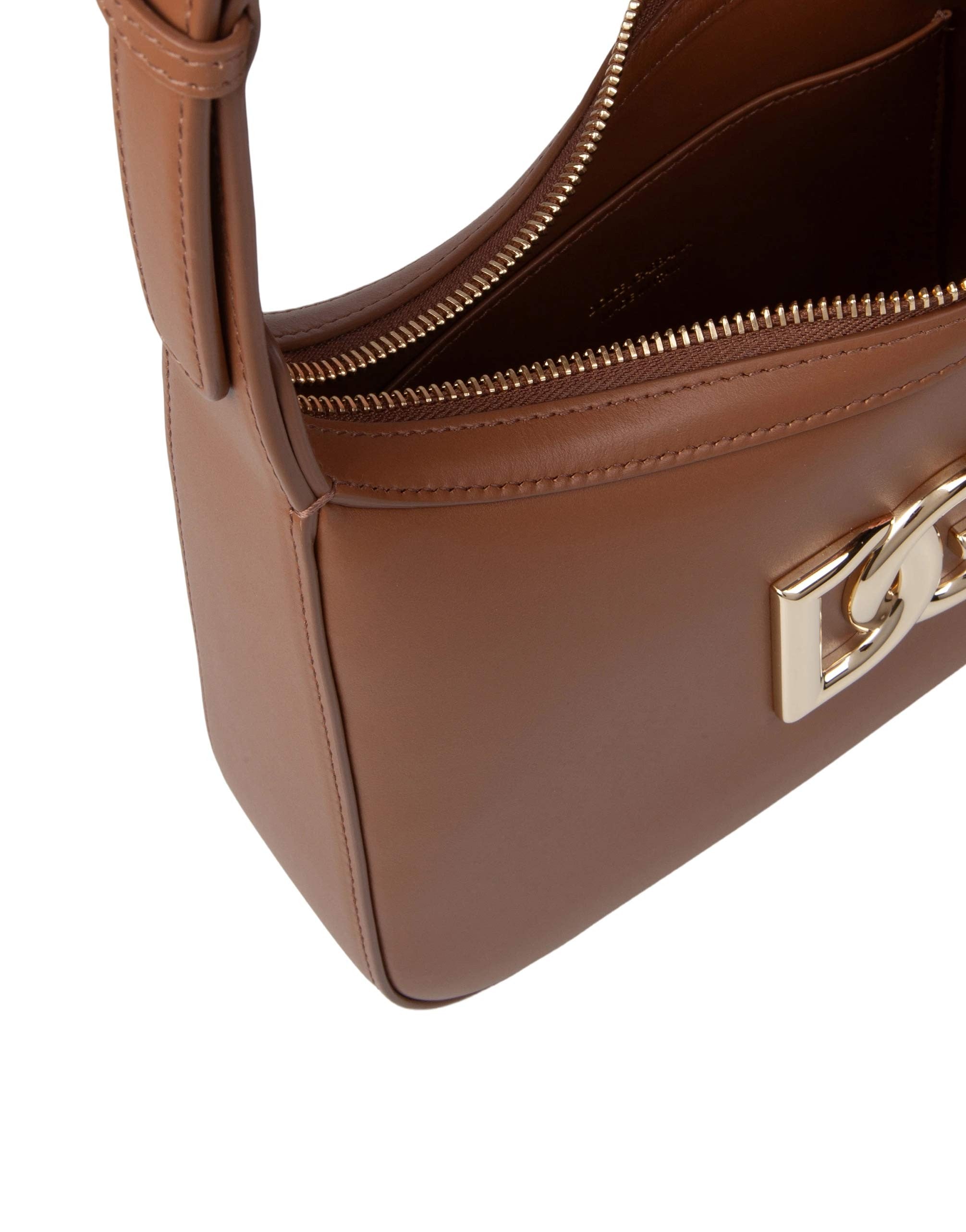 DOLCE & GABBANA BORSA A SPALLA 3.5 IN PELLE CON LOGO DG COLORE CARAMELLO
