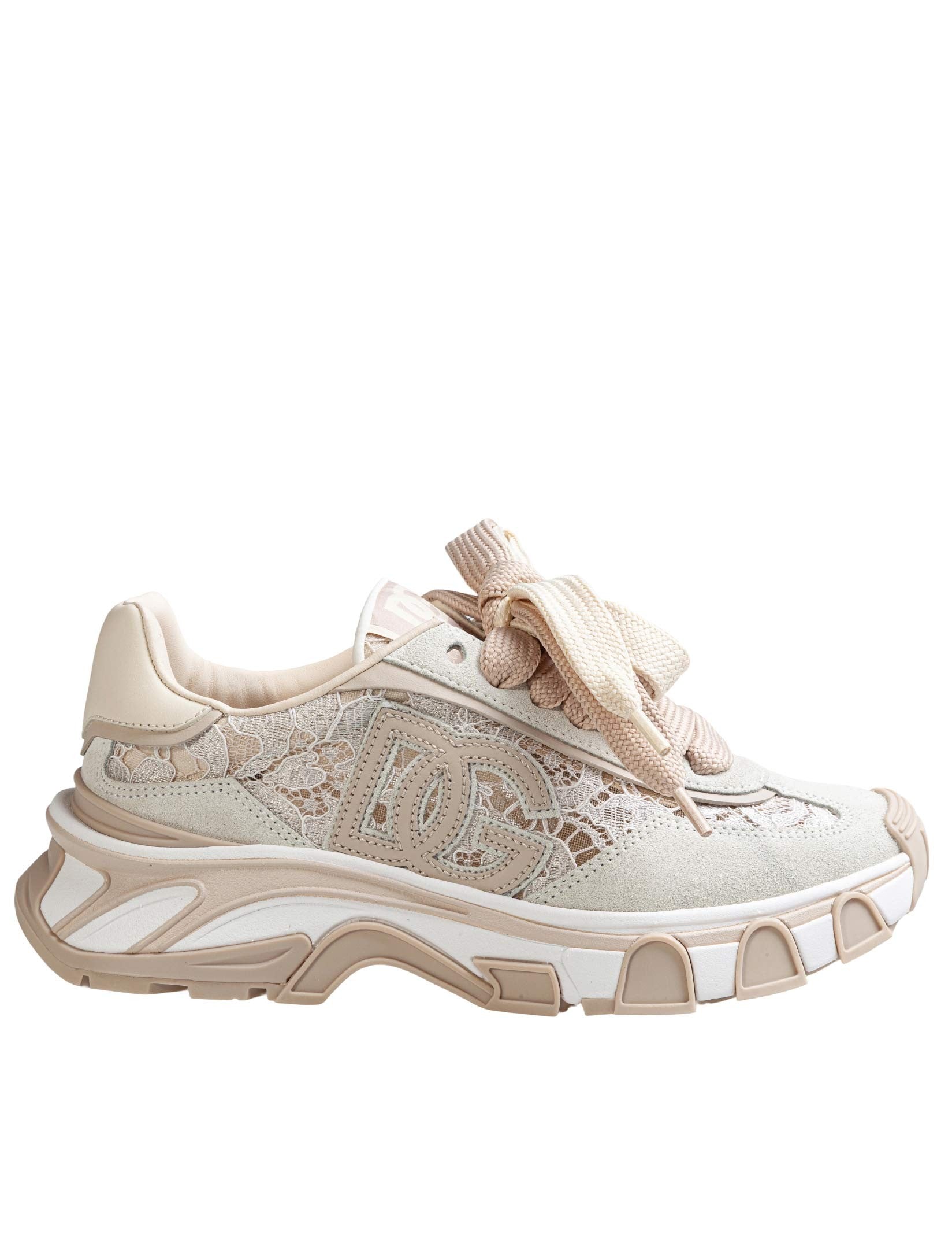DOLCE & GABBANA COUNTRY LACE SNEAKER IN CREAM COLOR