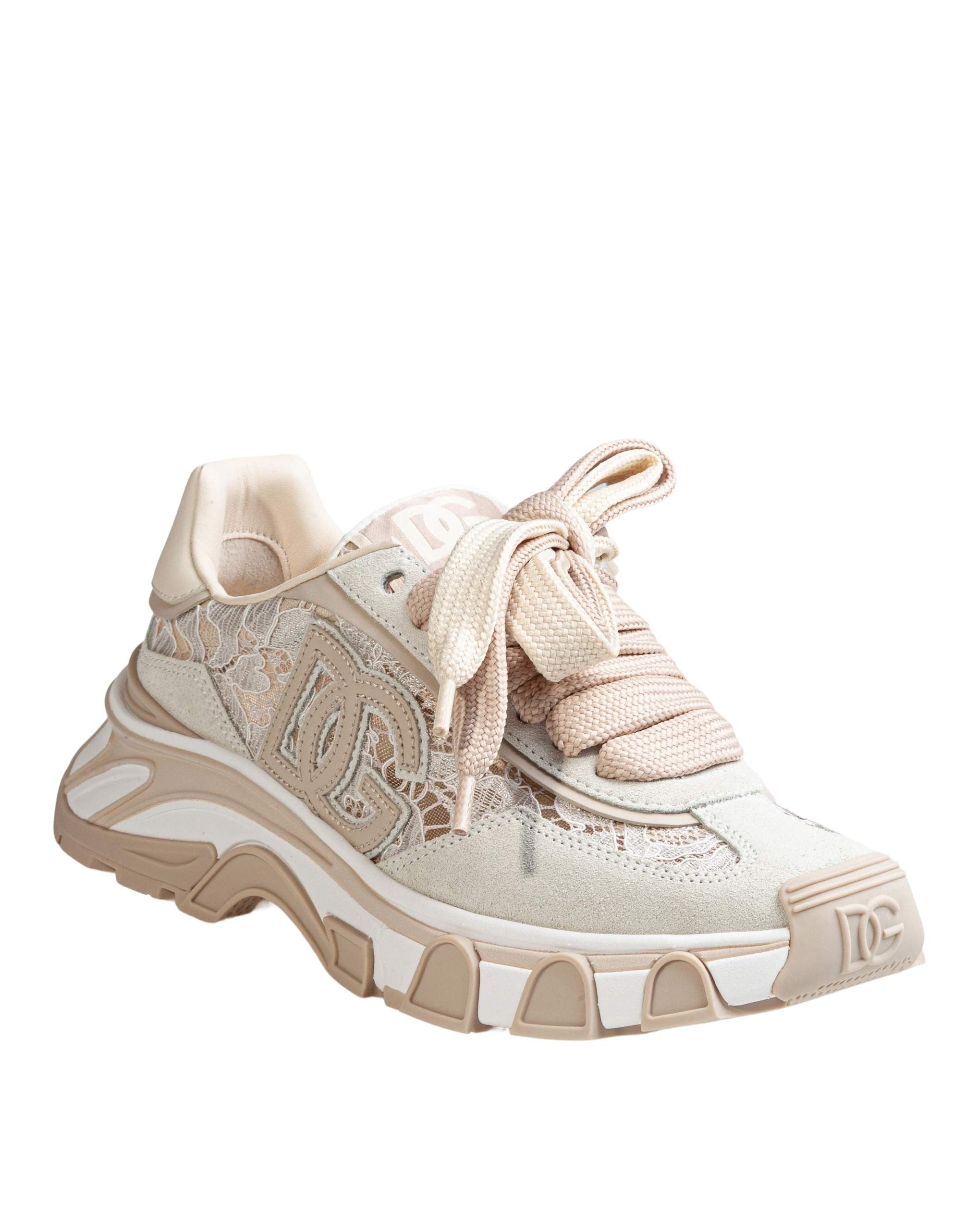 DOLCE & GABBANA COUNTRY LACE SNEAKER IN CREAM COLOR