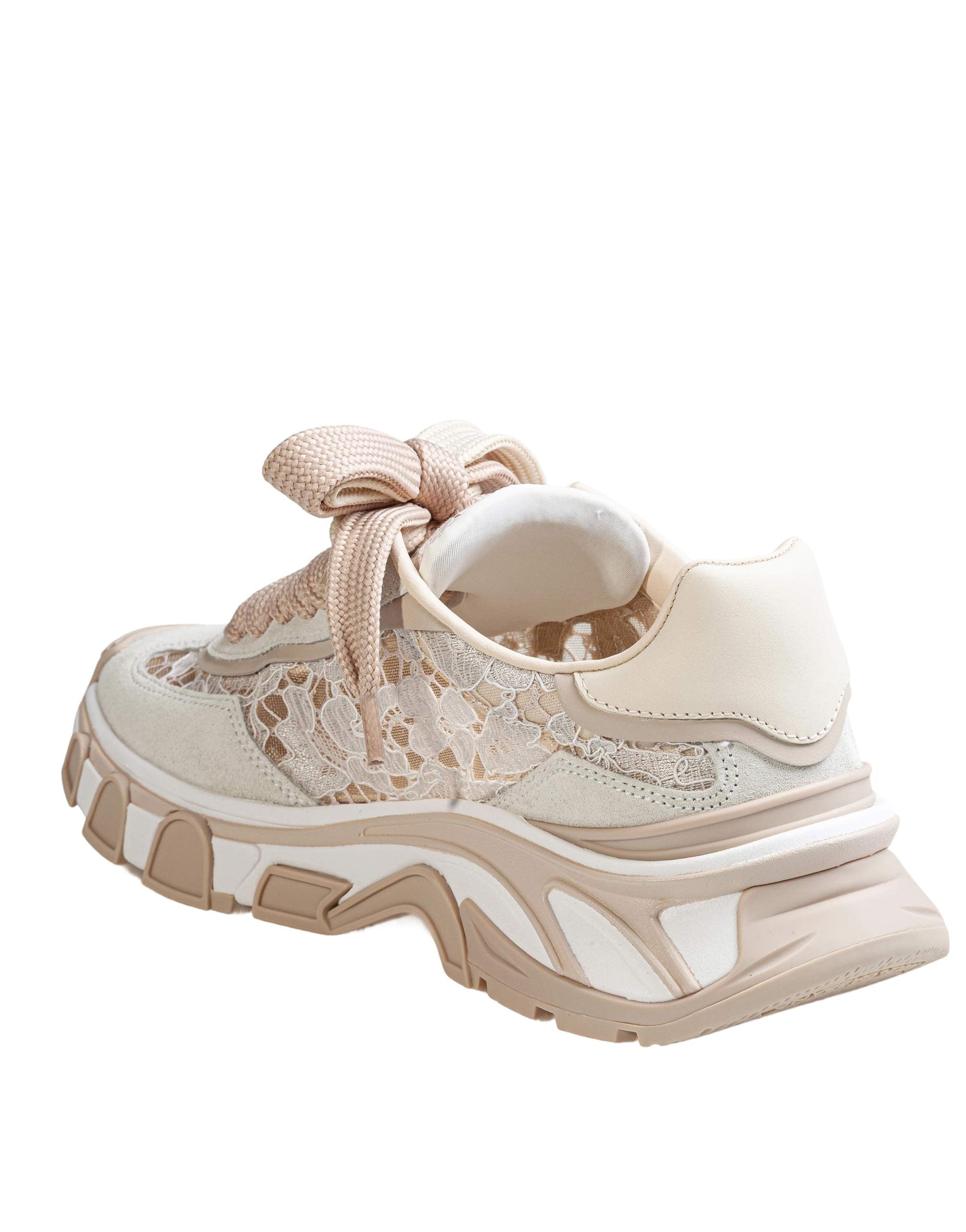 DOLCE & GABBANA COUNTRY LACE SNEAKER IN CREAM COLOR