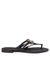 DOLCE & GABBANA RUBBER BEACHWEAR SLIDES, BLACK