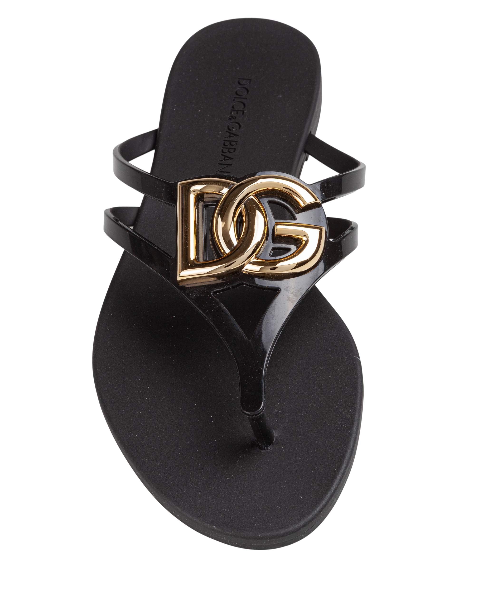 DOLCE & GABBANA RUBBER BEACHWEAR SLIDES, BLACK
