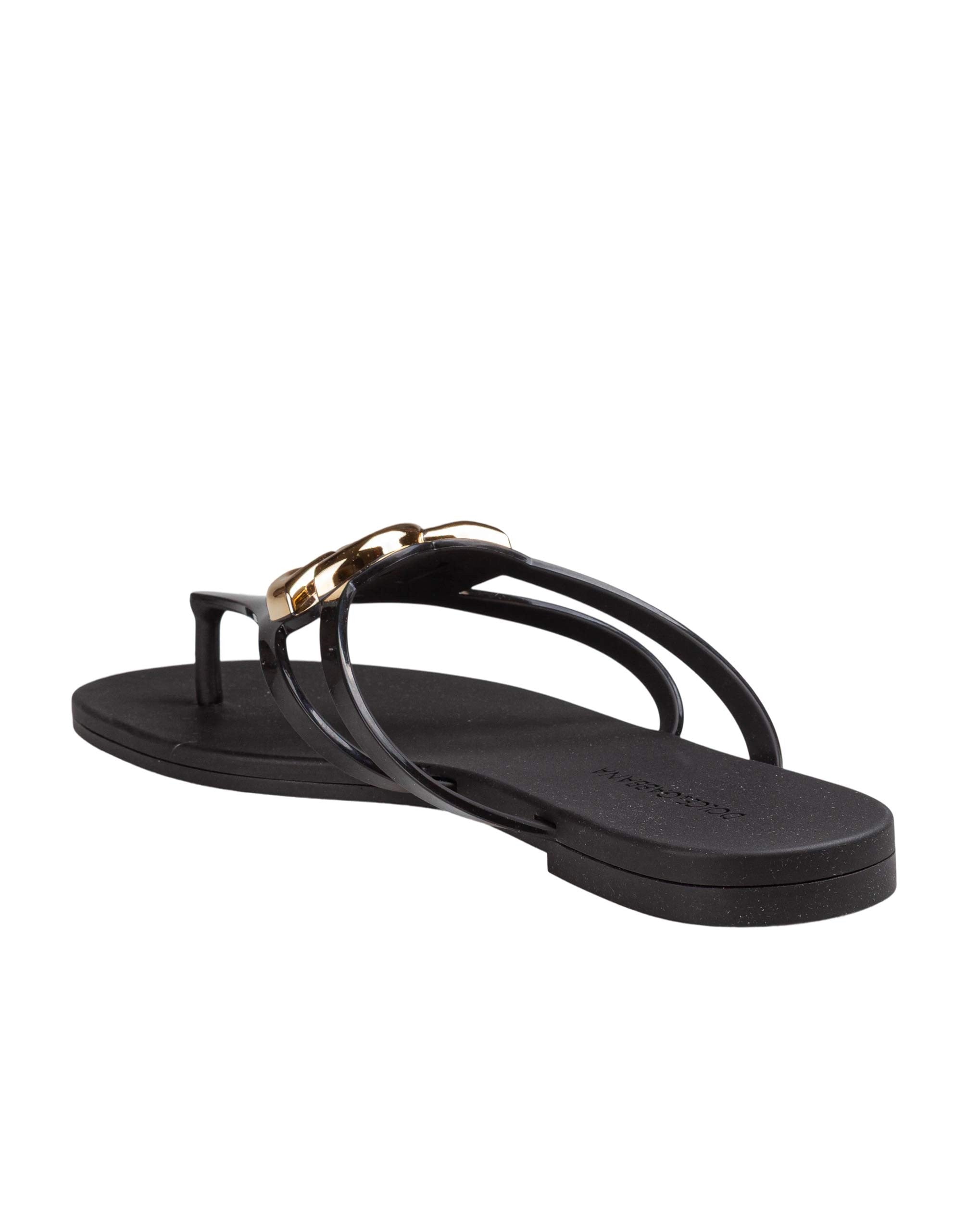 DOLCE & GABBANA RUBBER BEACHWEAR SLIDES, BLACK