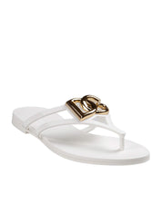 DOLCE & GABBANA RUBBER BEACHWEAR SLIDES, WHITE