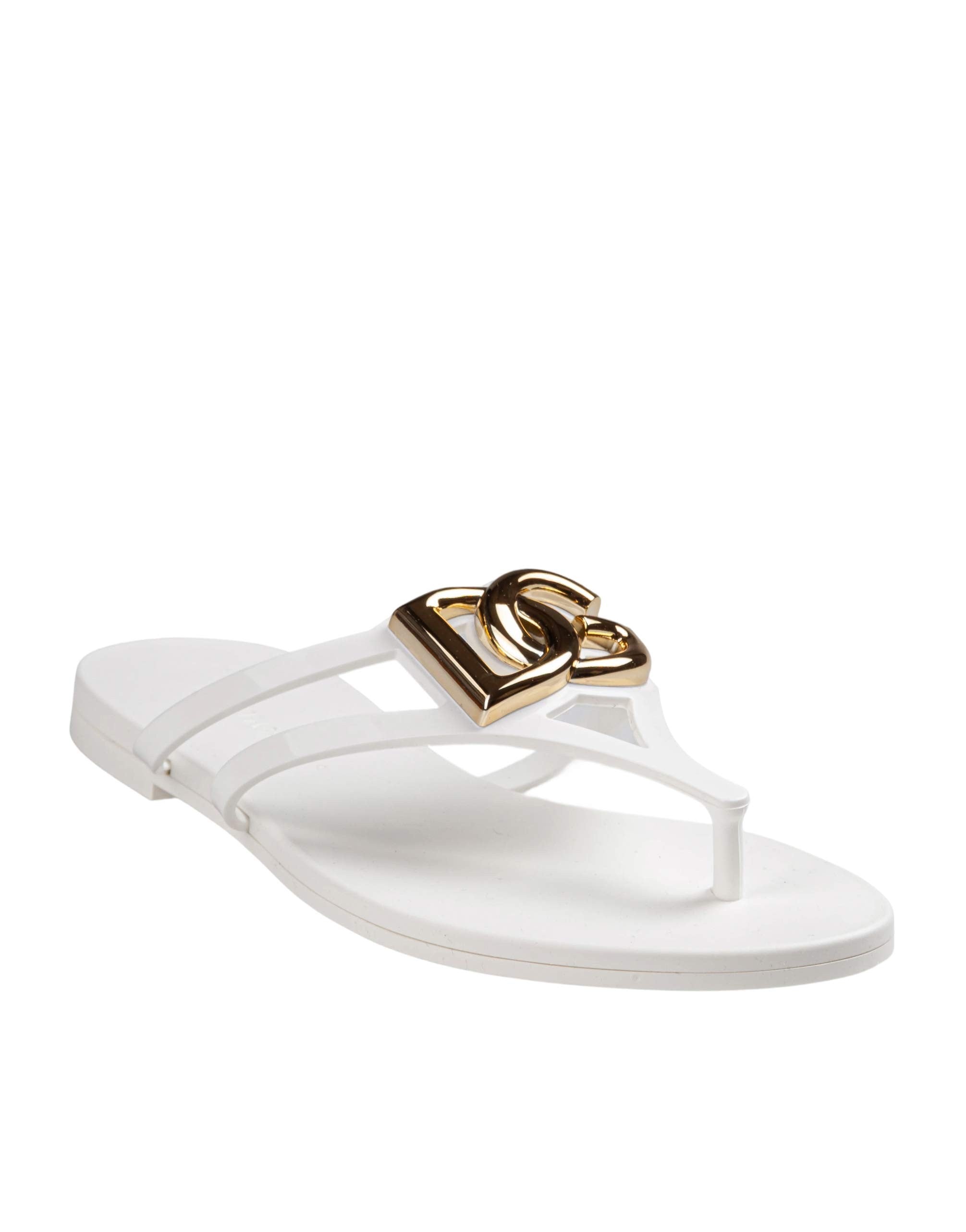 DOLCE & GABBANA RUBBER BEACHWEAR SLIDES, WHITE
