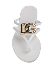 DOLCE & GABBANA RUBBER BEACHWEAR SLIDES, WHITE